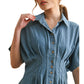 The Della Chambray Denim Button Up Dress