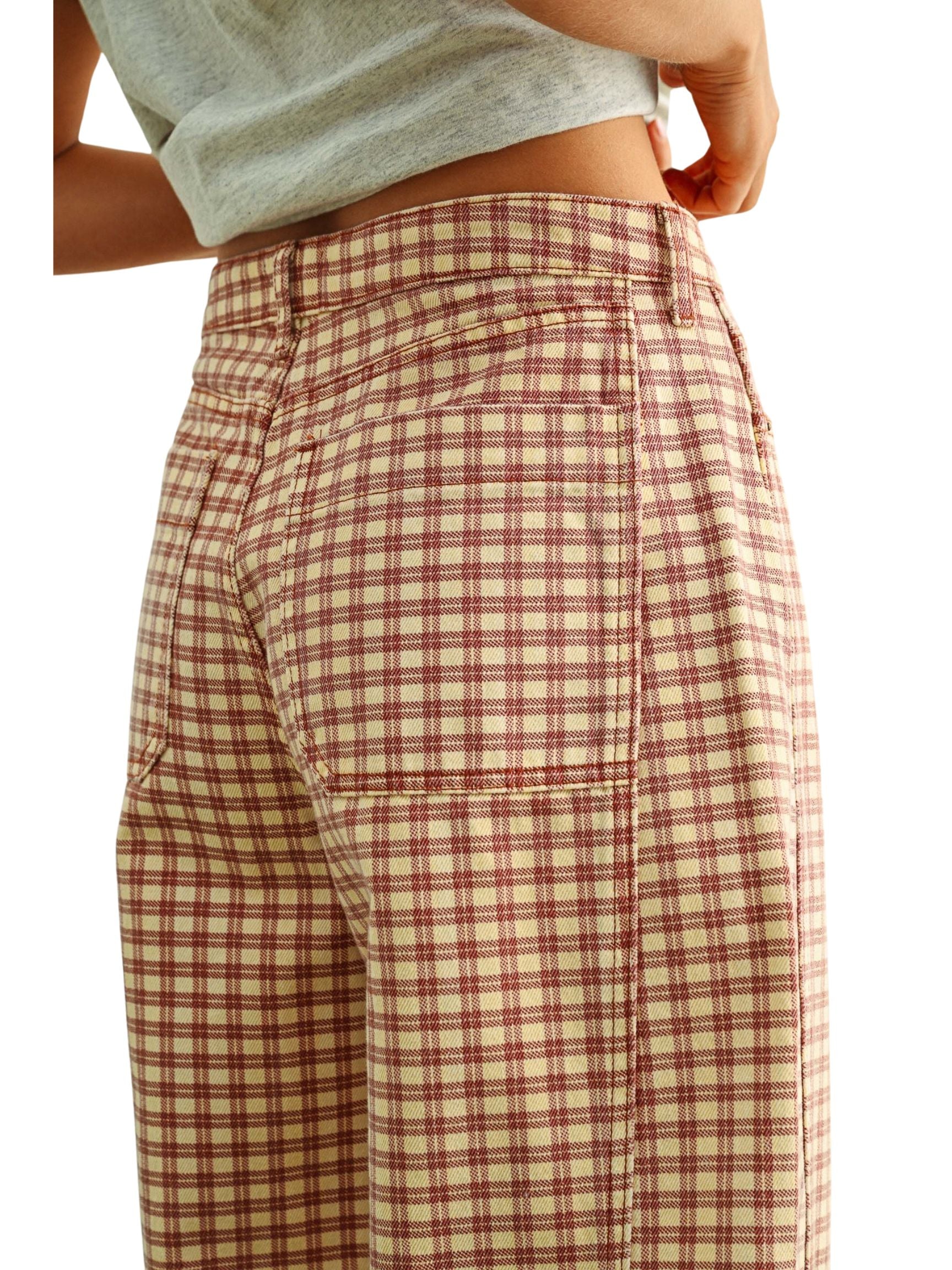 Mini Checker Pattern Barrel Pants – The Native One