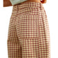 Mini Checker Pattern Barrel Pants