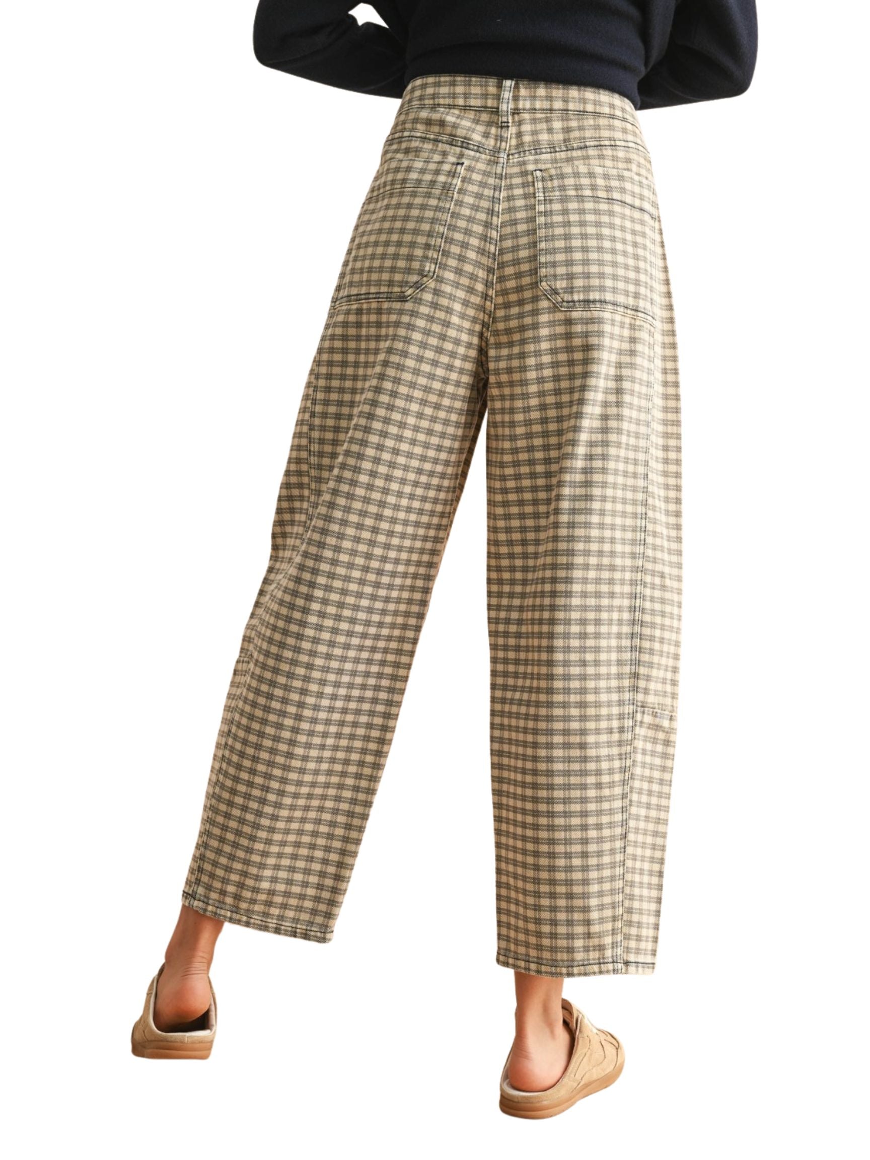 Mini Checker Pattern Barrel Pants – The Native One