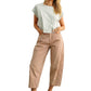 Mini Checker Pattern Barrel Pants