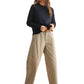 Mini Checker Pattern Barrel Pants