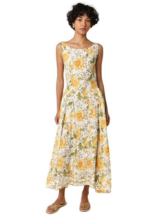 Jayda Floral Scoop Neck Midi Dress
