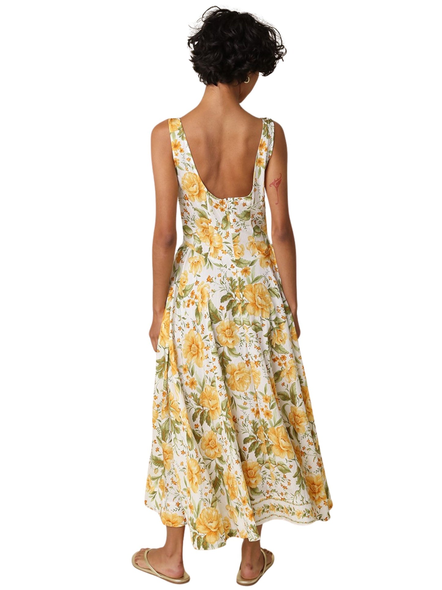 Jayda Floral Scoop Neck Midi Dress