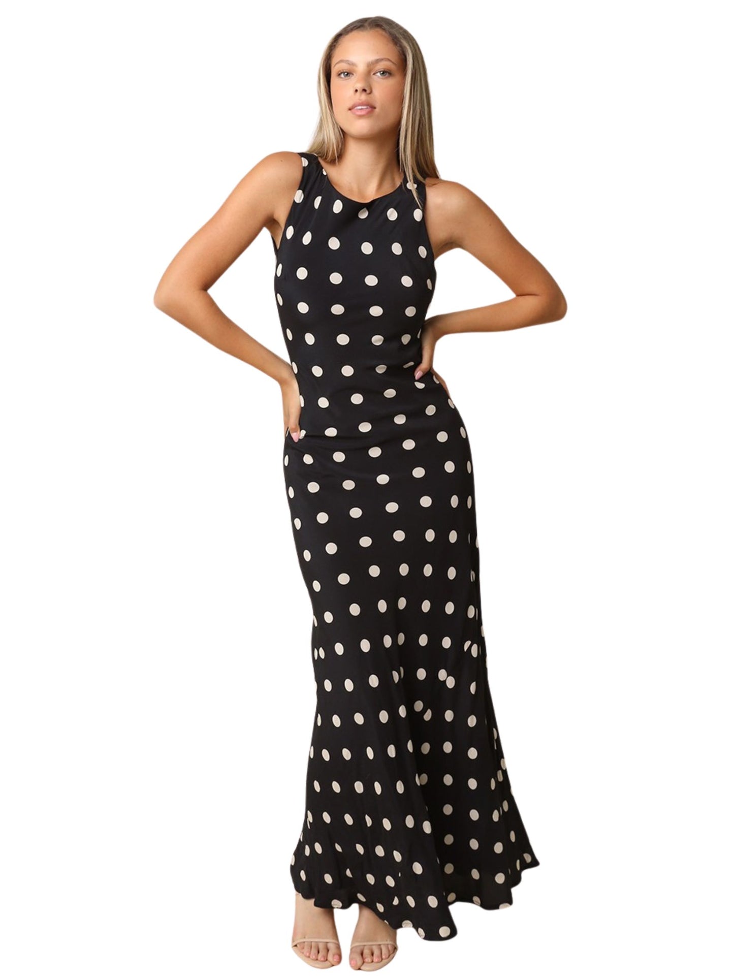Frankie Polka Dot Sleeveless Maxi Dress