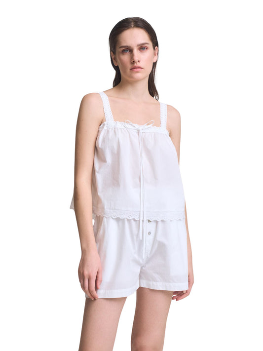 Lace Up Eyelet Trim Tank
