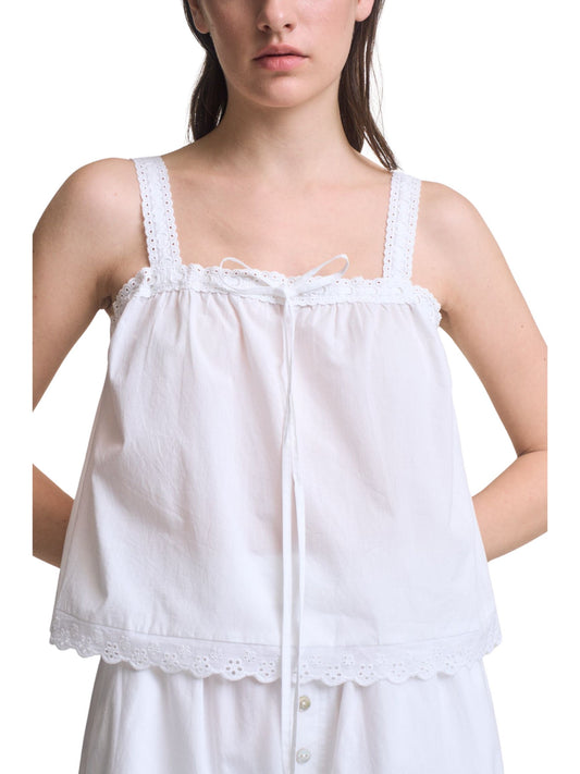 Lace Up Eyelet Trim Tank