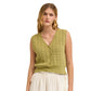 Floral Knitting Button Down Vest Top