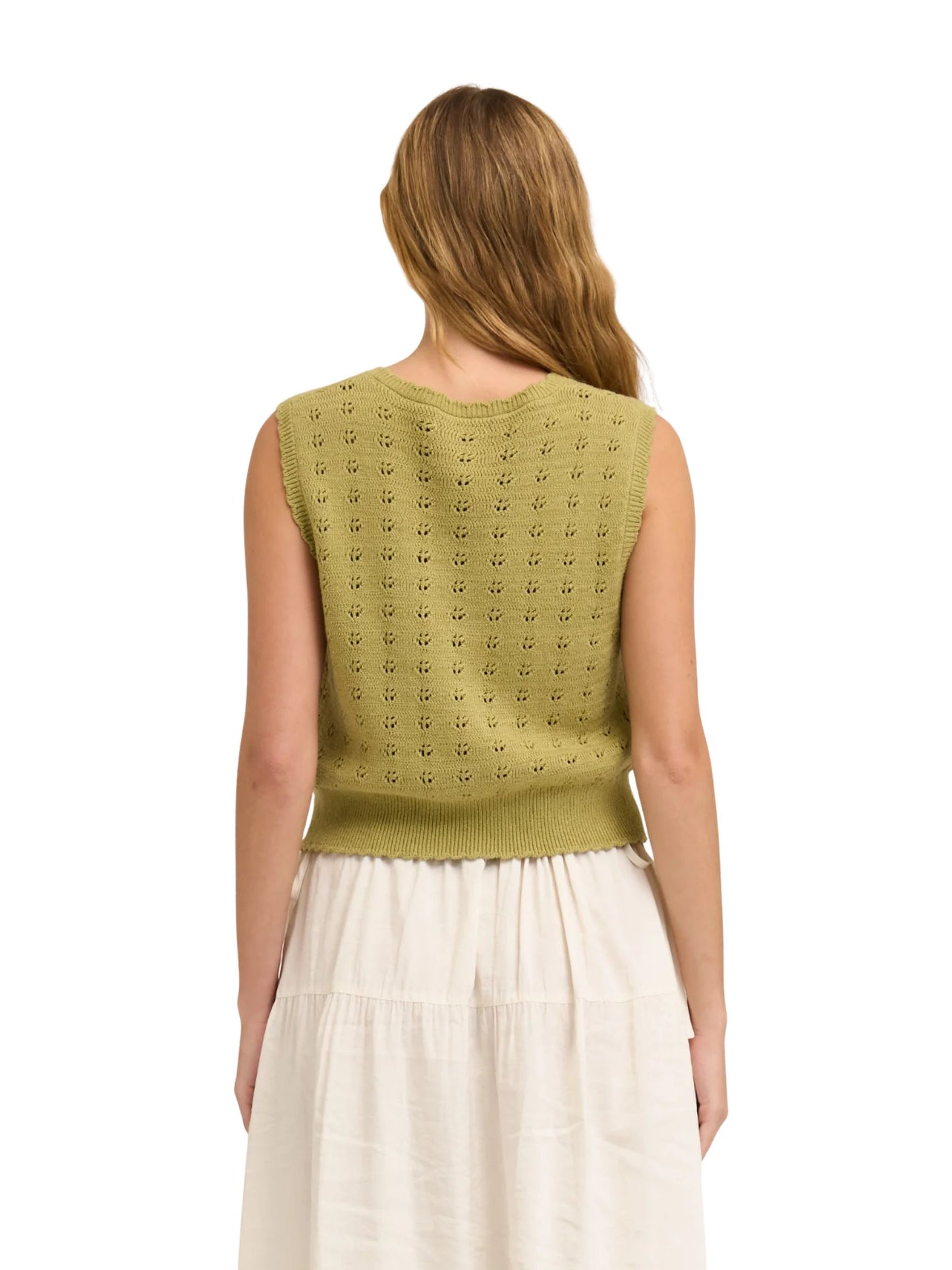 Floral Knitting Button Down Vest Top