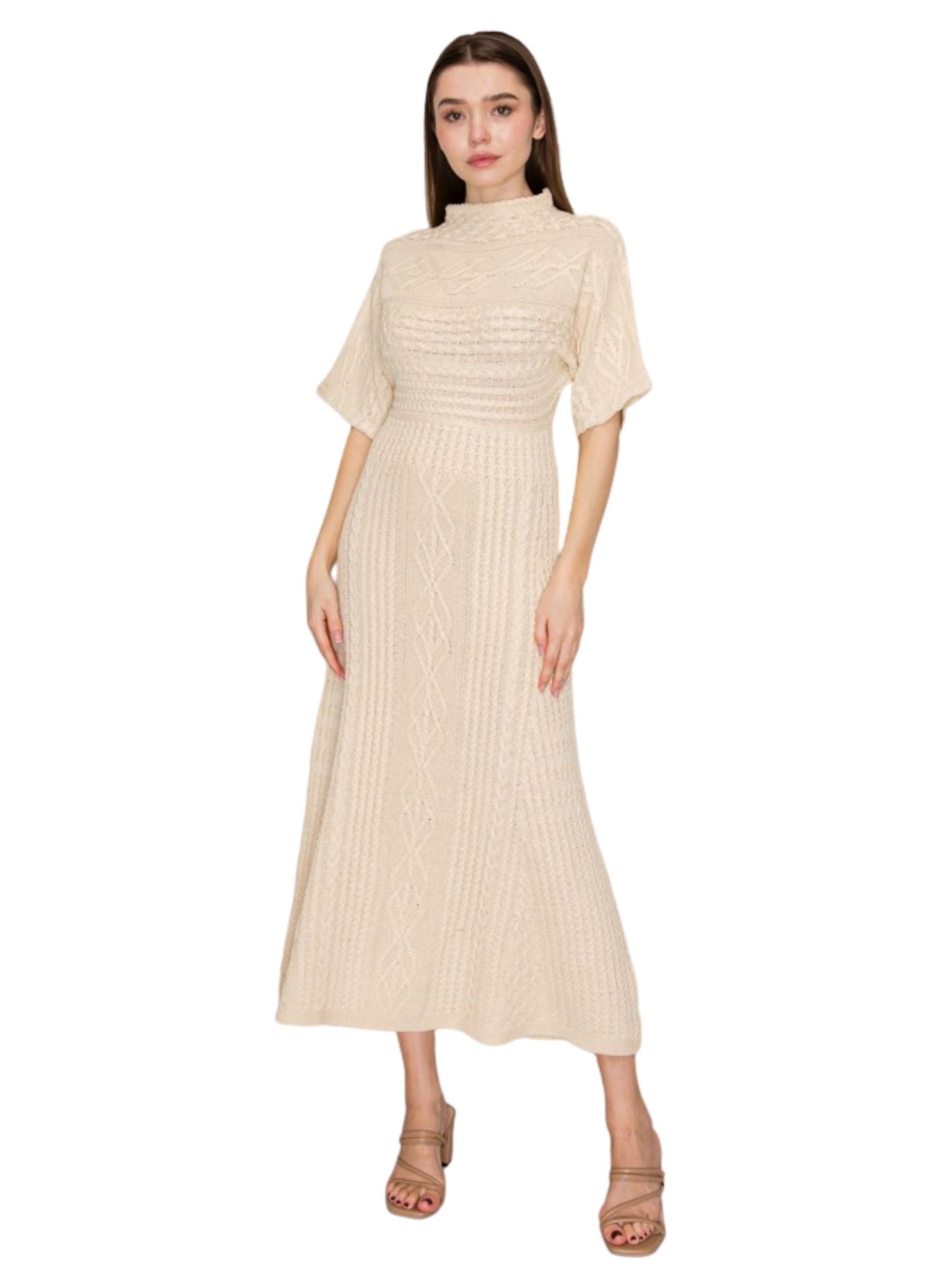 Cable Knit Mock Neck Maxi Dress