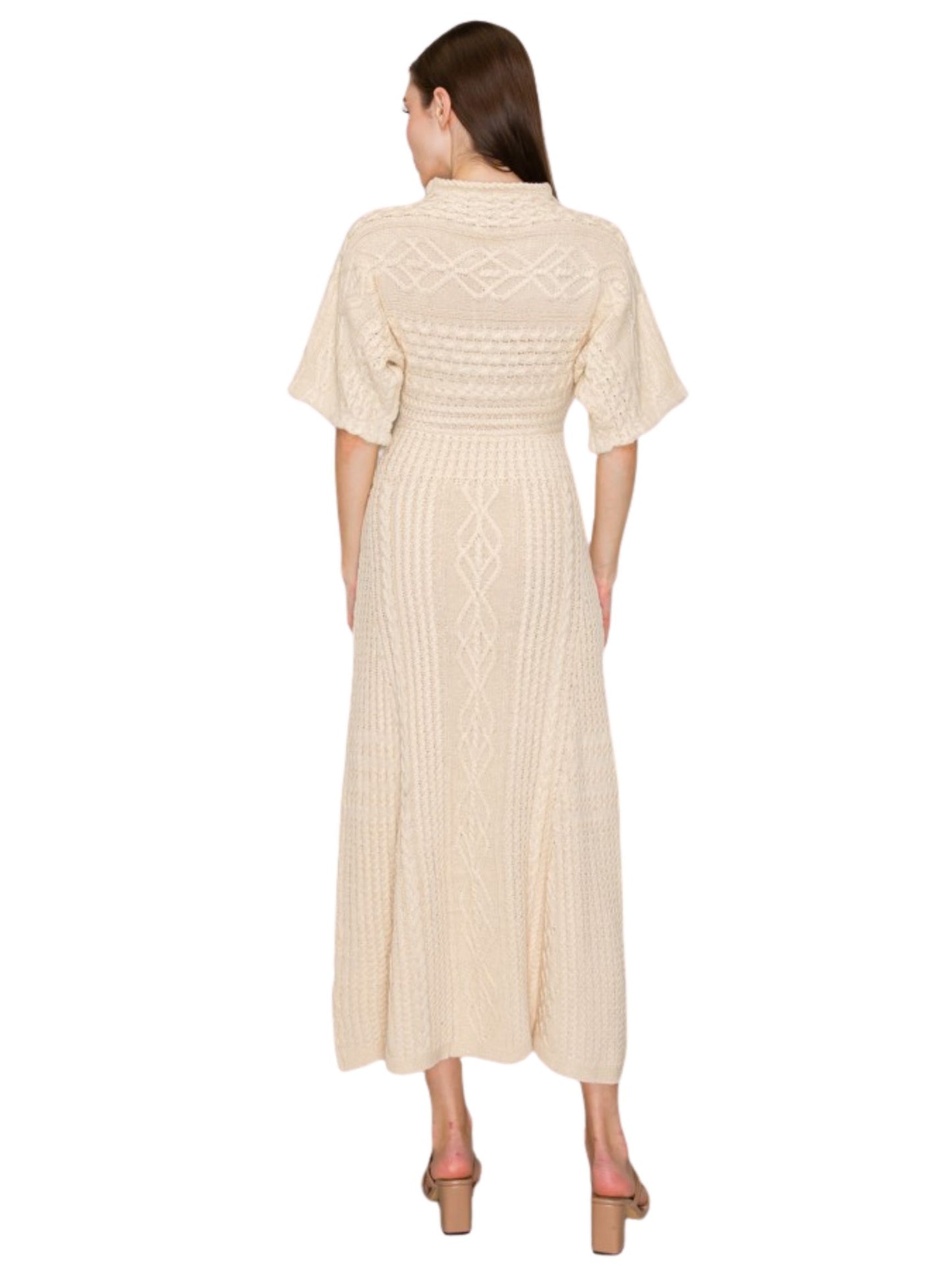 Cable Knit Mock Neck Maxi Dress