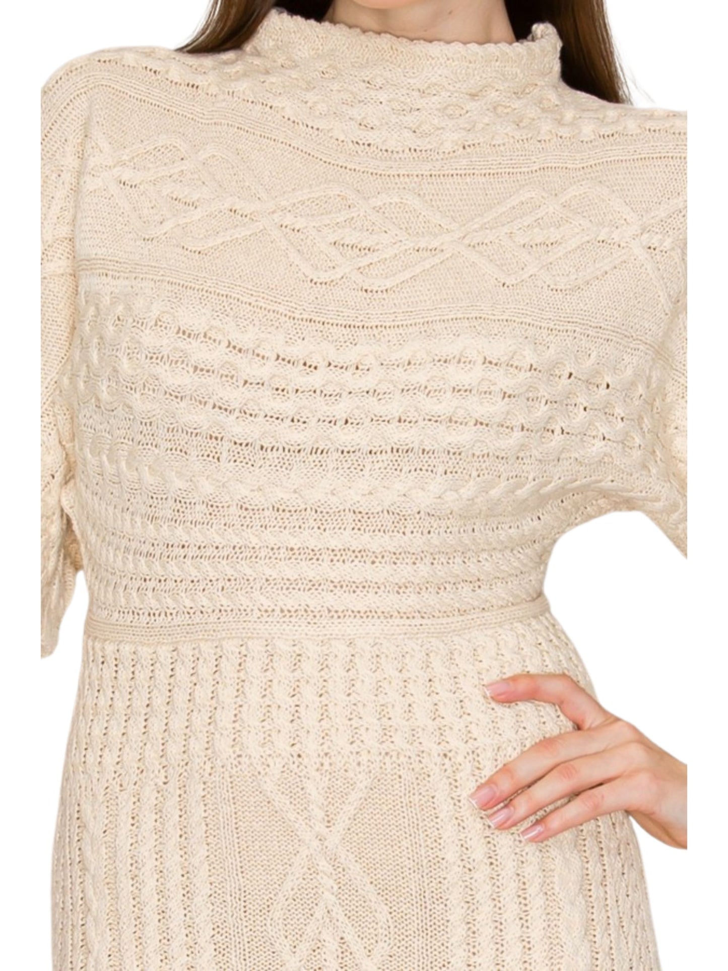 Cable Knit Mock Neck Maxi Dress