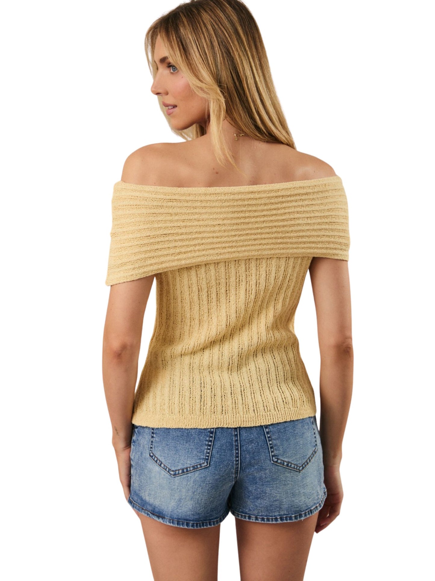 Off Shoulder Short Sleeve Sweater Top