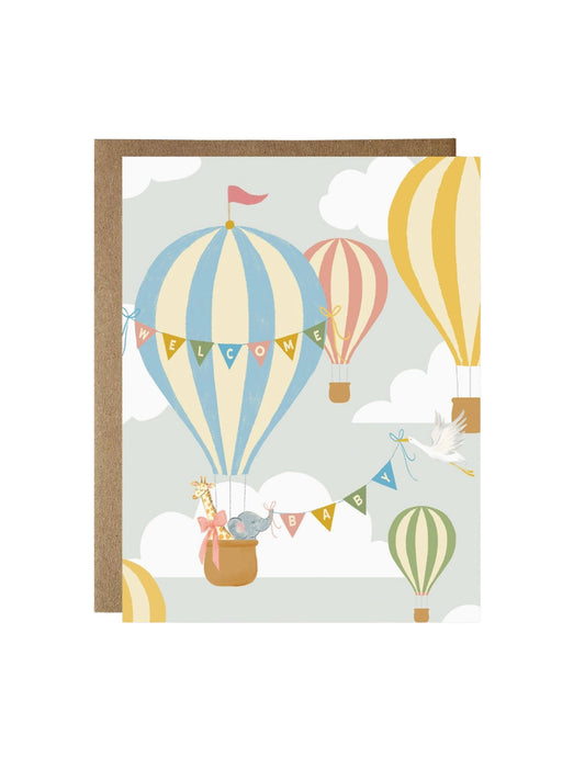 Hot Air Balloon Baby Card