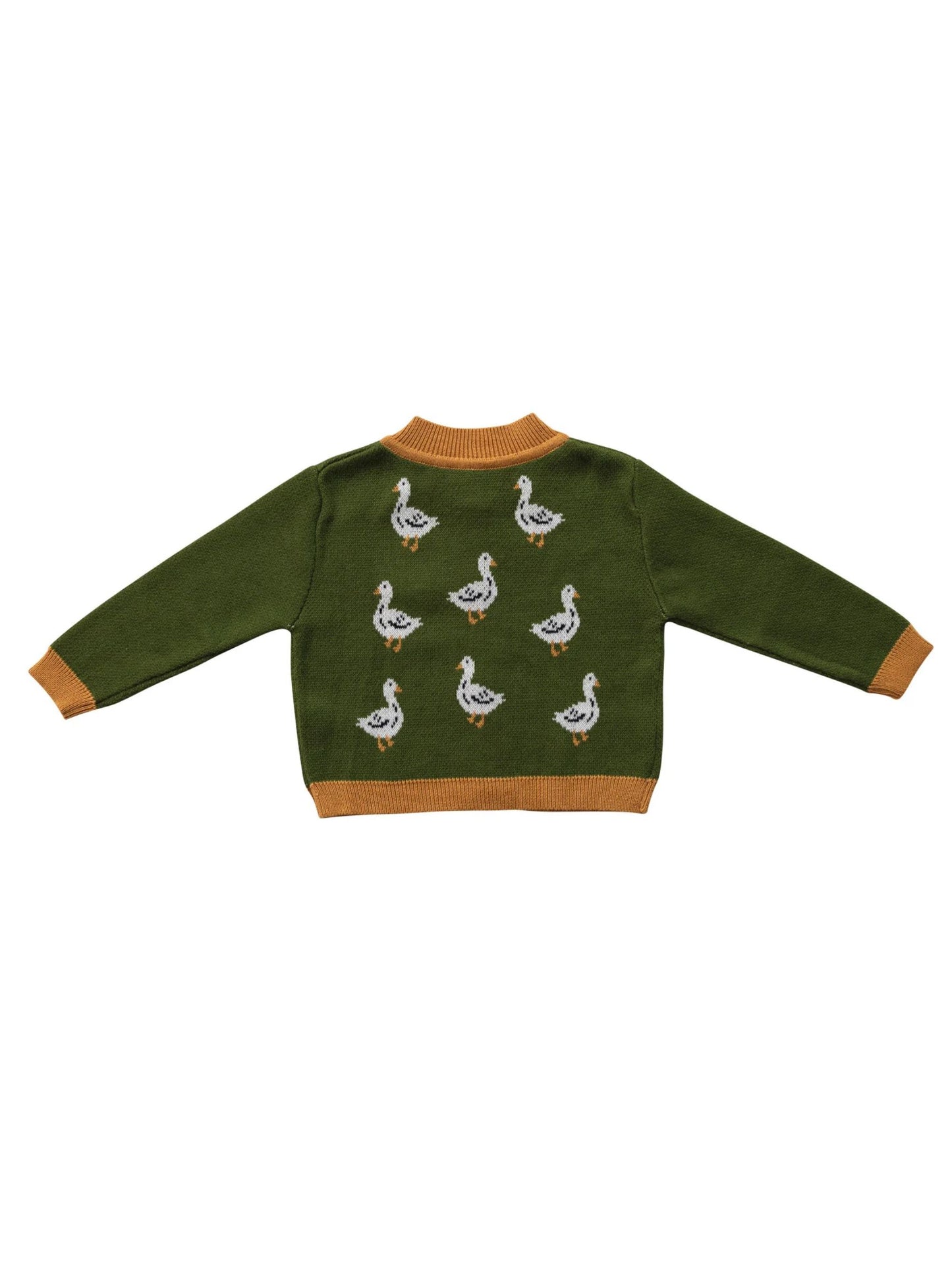 Cotton Knit Baby Cardigan Sweater - Ducks