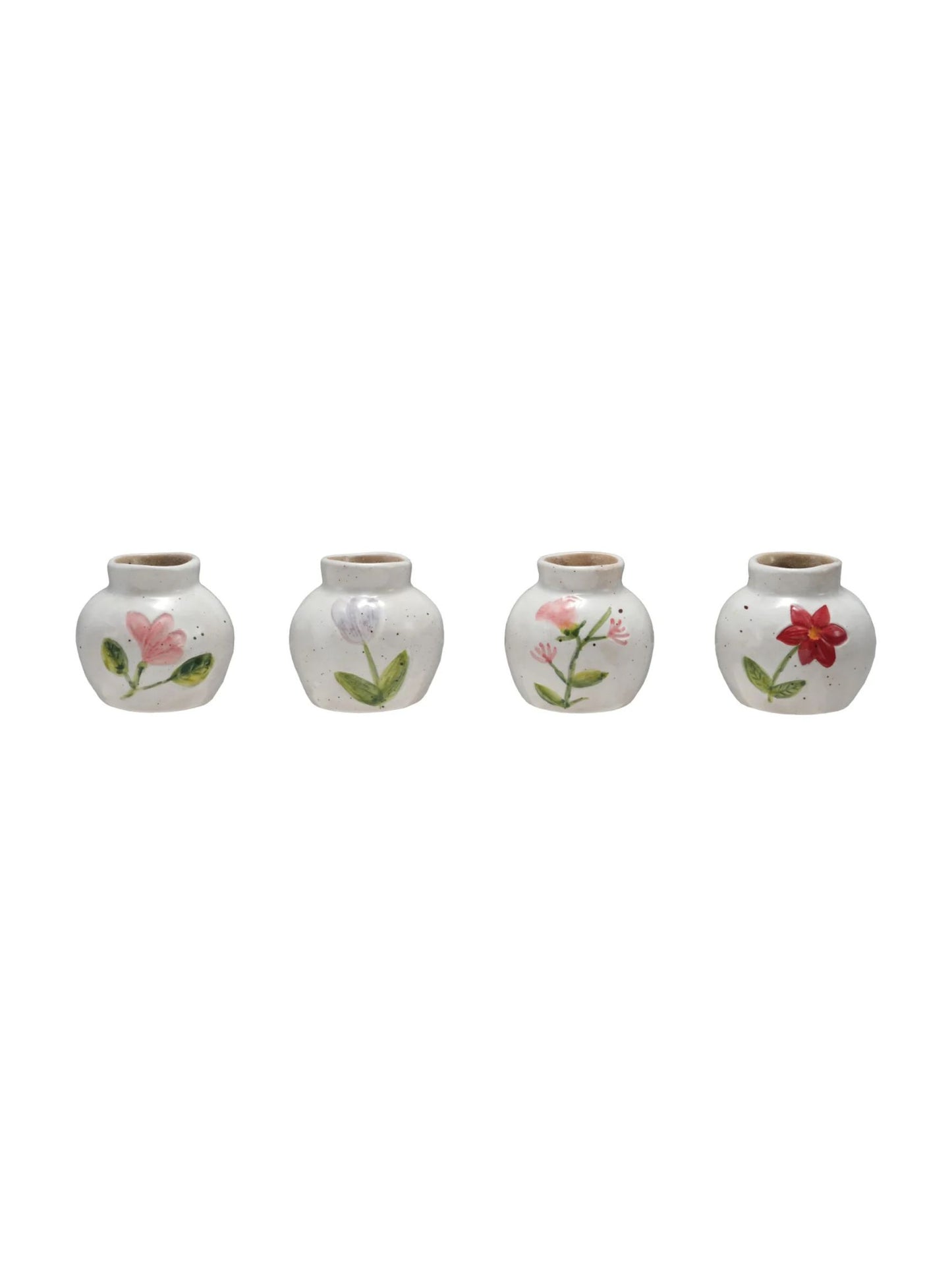 Hand-Painted Stoneware Vase w/ Flower