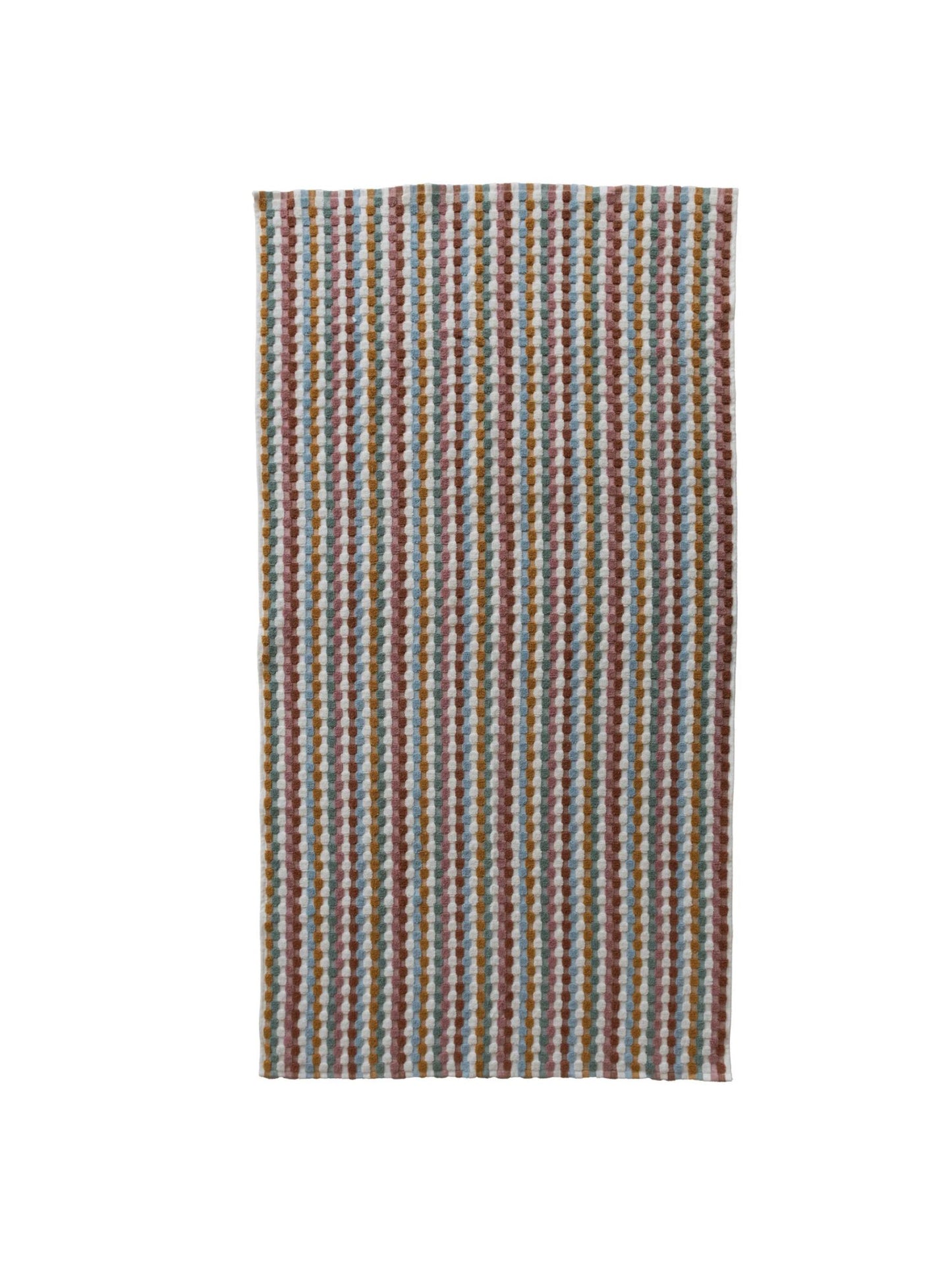 Woven Cotton Terry Bath Towel w/ Geometric Pattern & Loop