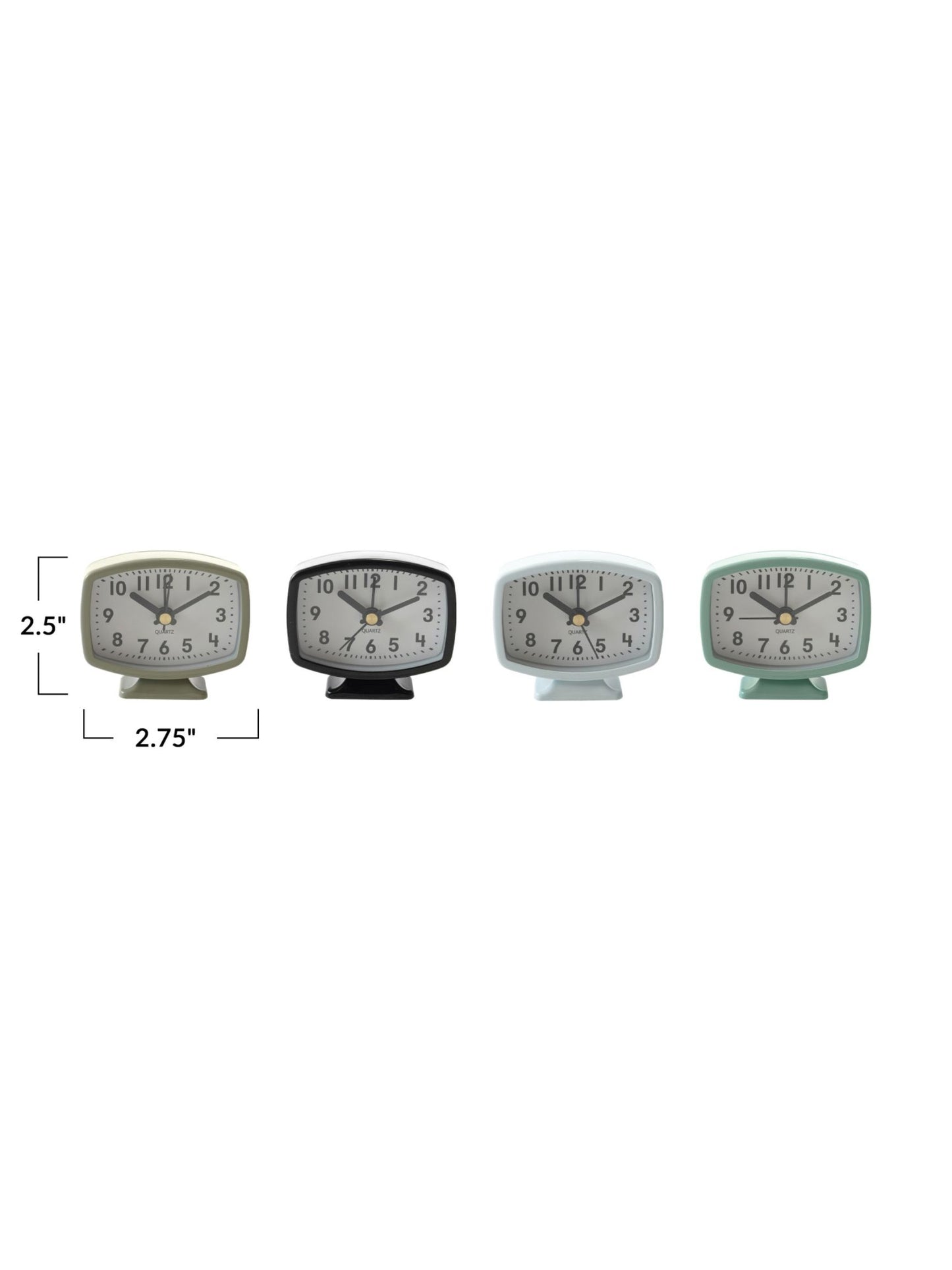 Metal Footed Alarm Clock, 4 Colors (Battery Included)