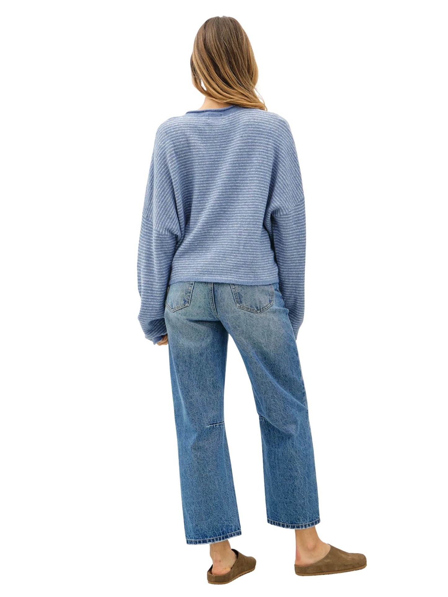 Piper Cardigan - Dusty Blue Stripe