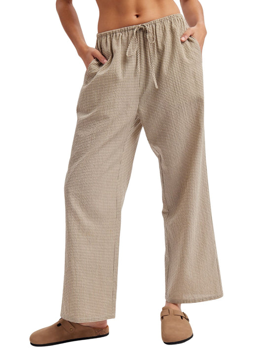 Plaid Woven Drawstring Pants