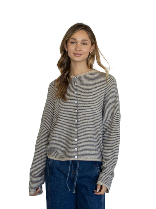 Piper Cardigan - Natural Stripe