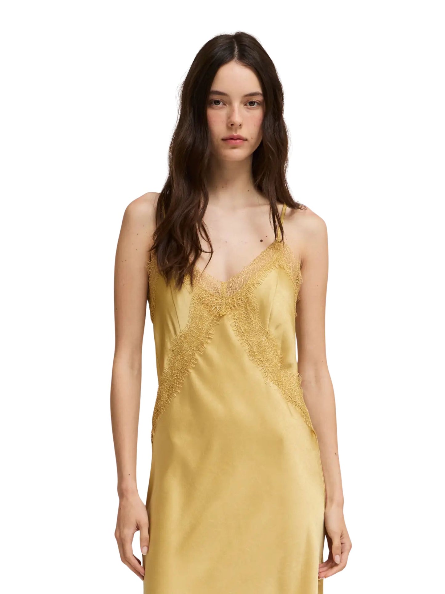Daffodil Lace Detailed Maxi Satin Dress