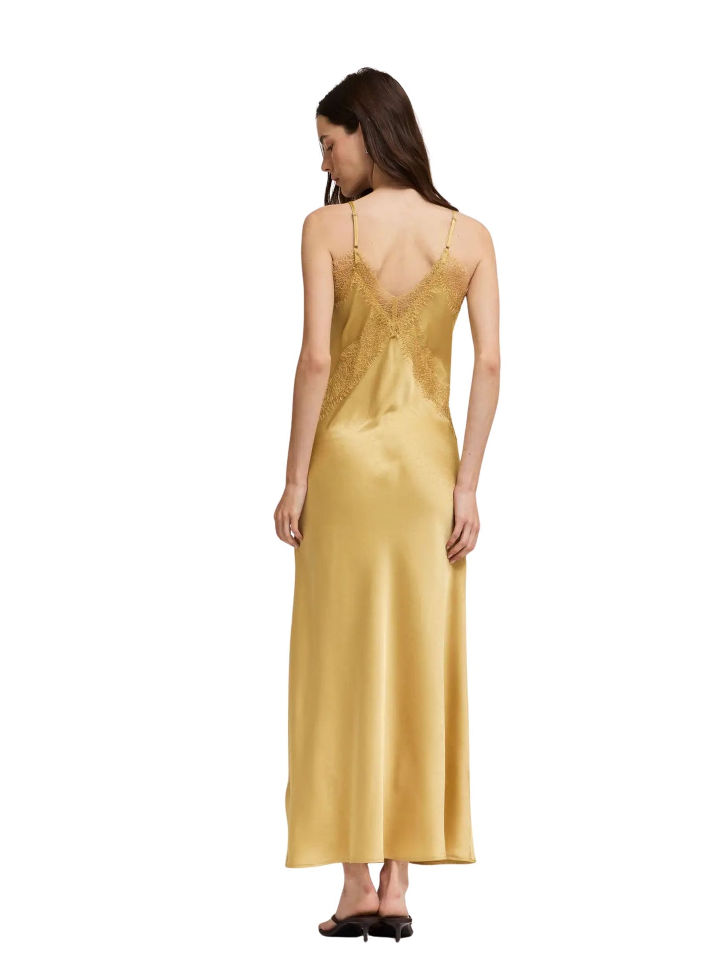Daffodil Lace Detailed Maxi Satin Dress