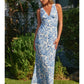Floral Plunging Tie Back Maxi Dress