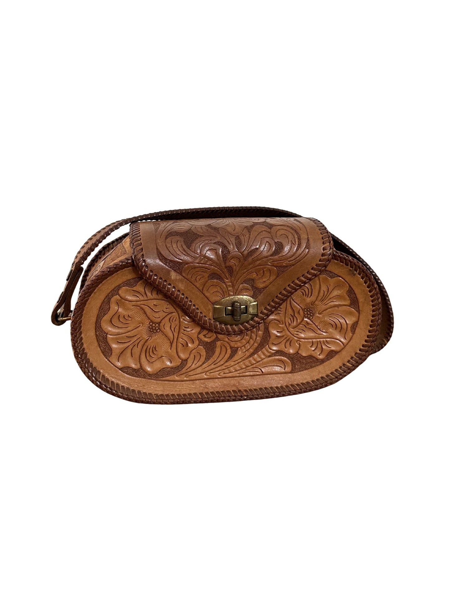 Vintage 1960s-1970s Floral Tooled Leather Purse