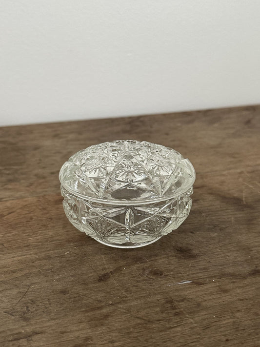 Vintage Glass Trinket Box w/ Lid