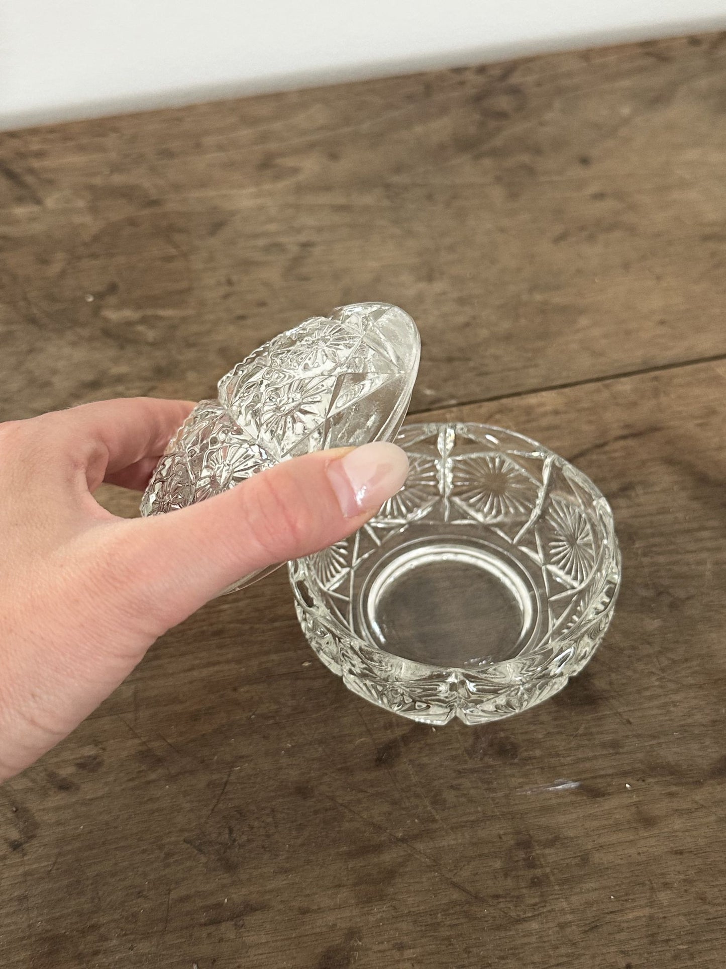Vintage Glass Trinket Box w/ Lid