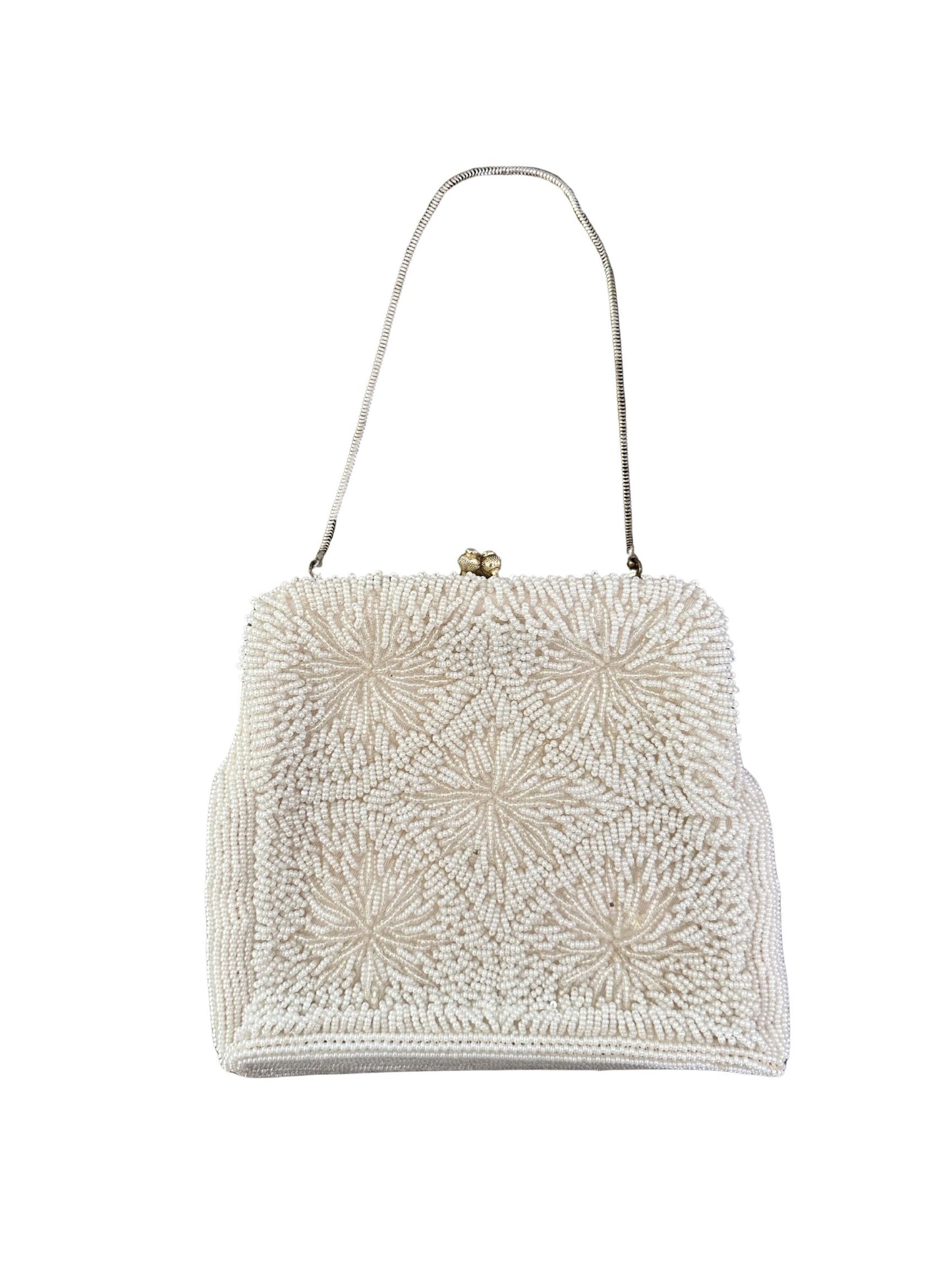 Vintage White Beaded Clutch