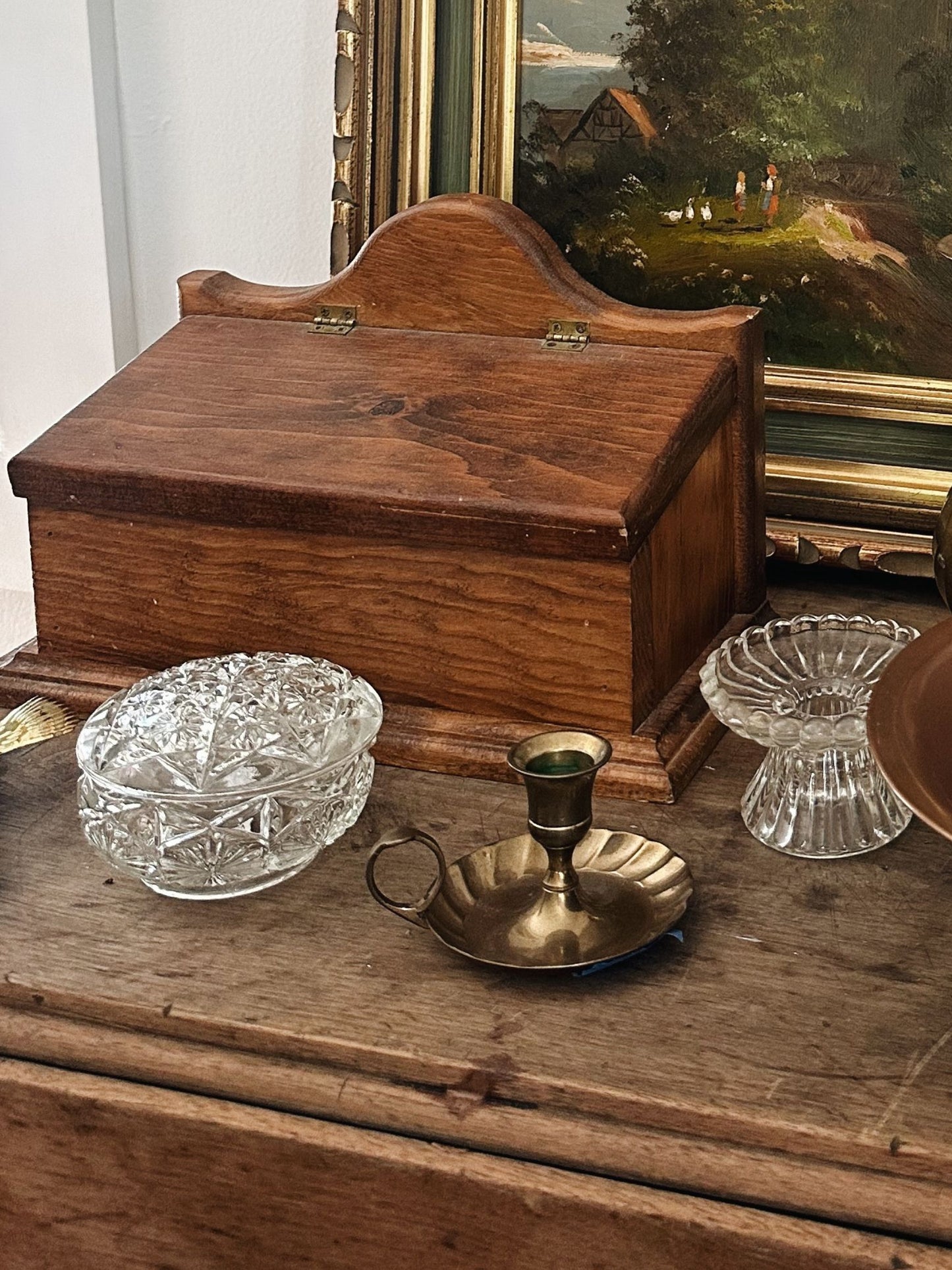Vintage Glass Trinket Box w/ Lid