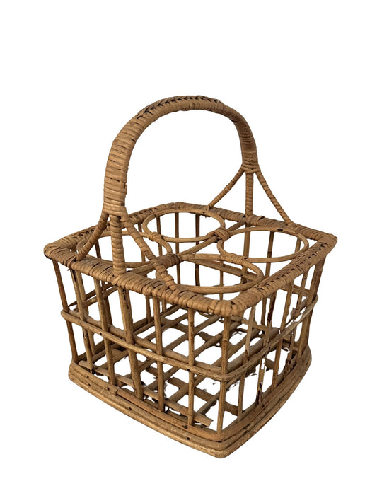 Vintage Rattan Wine Caddy - Pick Up Only