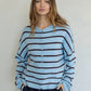 Piper Cardigan - Blue / Brown Stripe