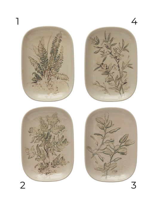 Debossed Floral Stoneware Dish