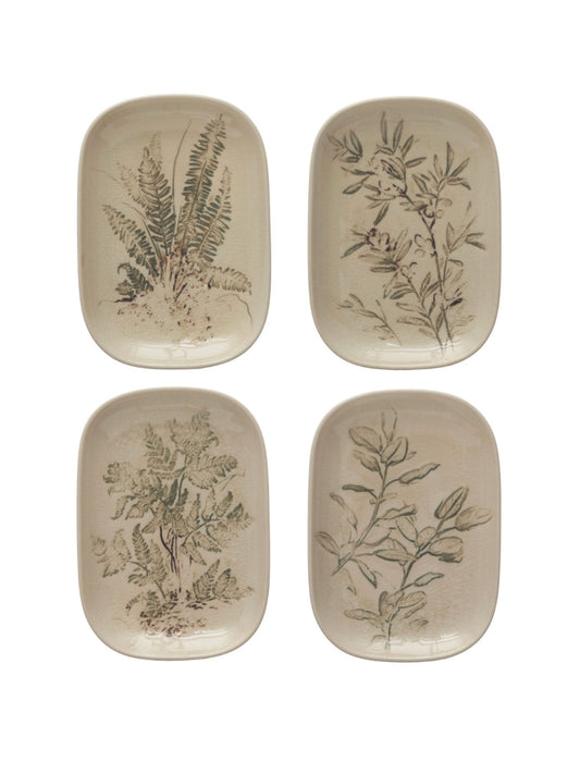 Debossed Floral Stoneware Dish