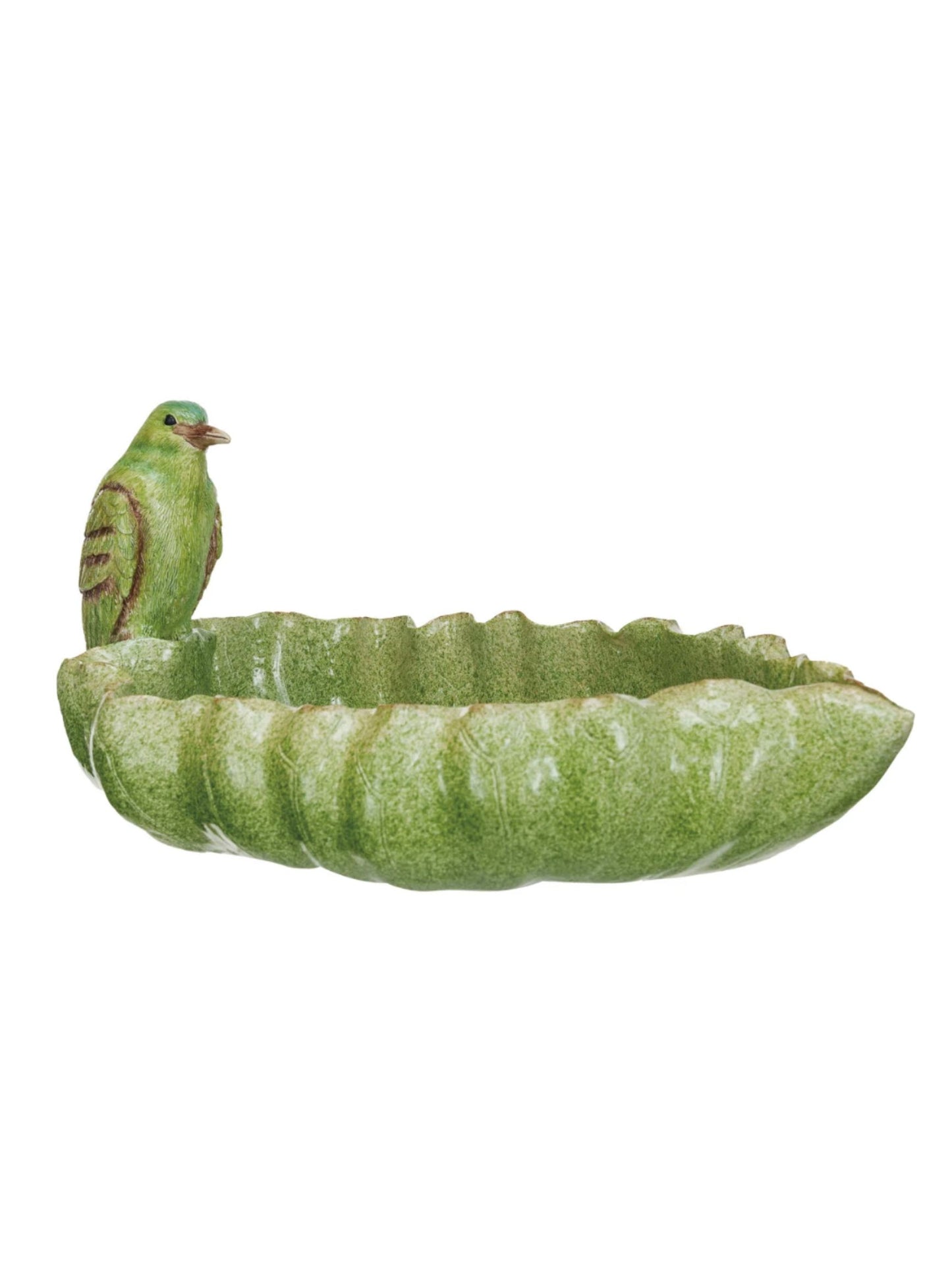 Resin Leaf Shaped Bowl w/ Bird - Pick Up Only