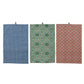 Cotton Slub Tea Towel with Block Print Pattern