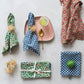 Cotton Slub Tea Towel with Block Print Pattern