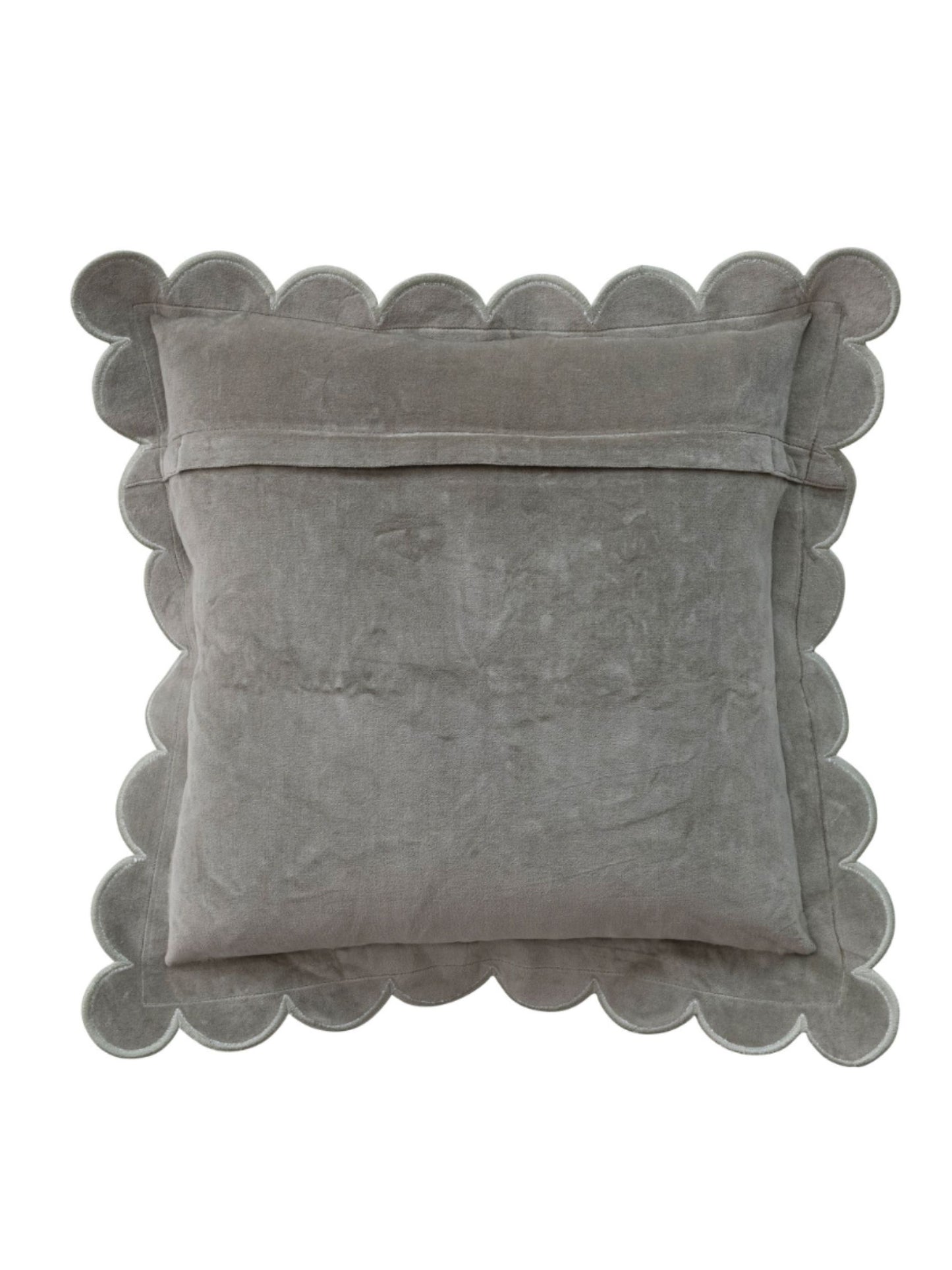 Square Cotton Velvet Pillow with Scalloped Flange & Stitched Edge, Green