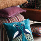 Square Cotton Velvet Pillow with Ruffle, Burgundy