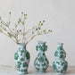 Hand-Painted Stoneware Vase with Floral Design
