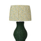 Hand-Woven Green Rattan Table Lamp w/ Linen Shade - Pick Up Only