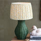 Hand-Woven Green Rattan Table Lamp w/ Linen Shade - Pick Up Only
