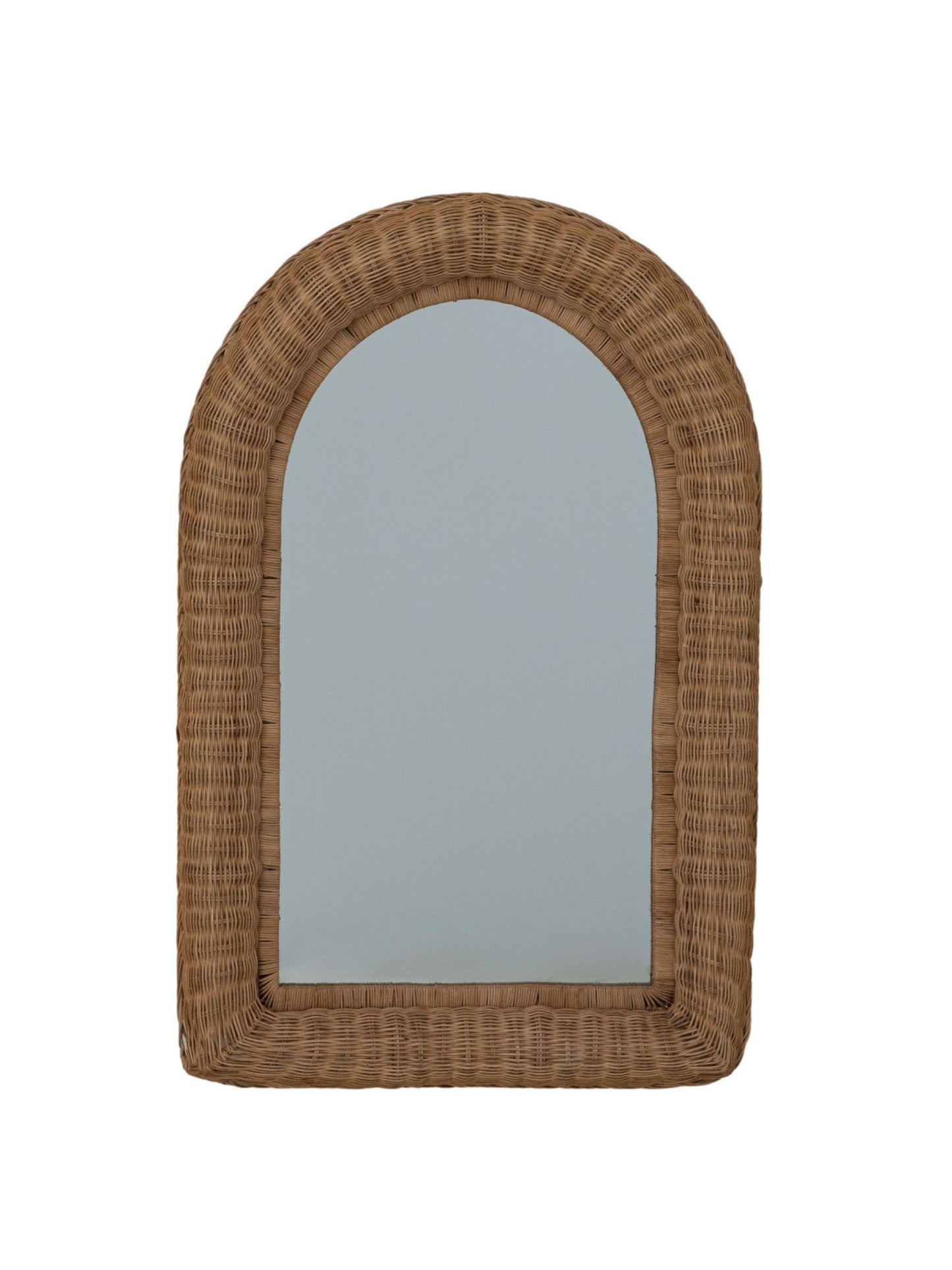 Hand-Woven Rattan Framed Arched Wall Mirror - Pick Up Only