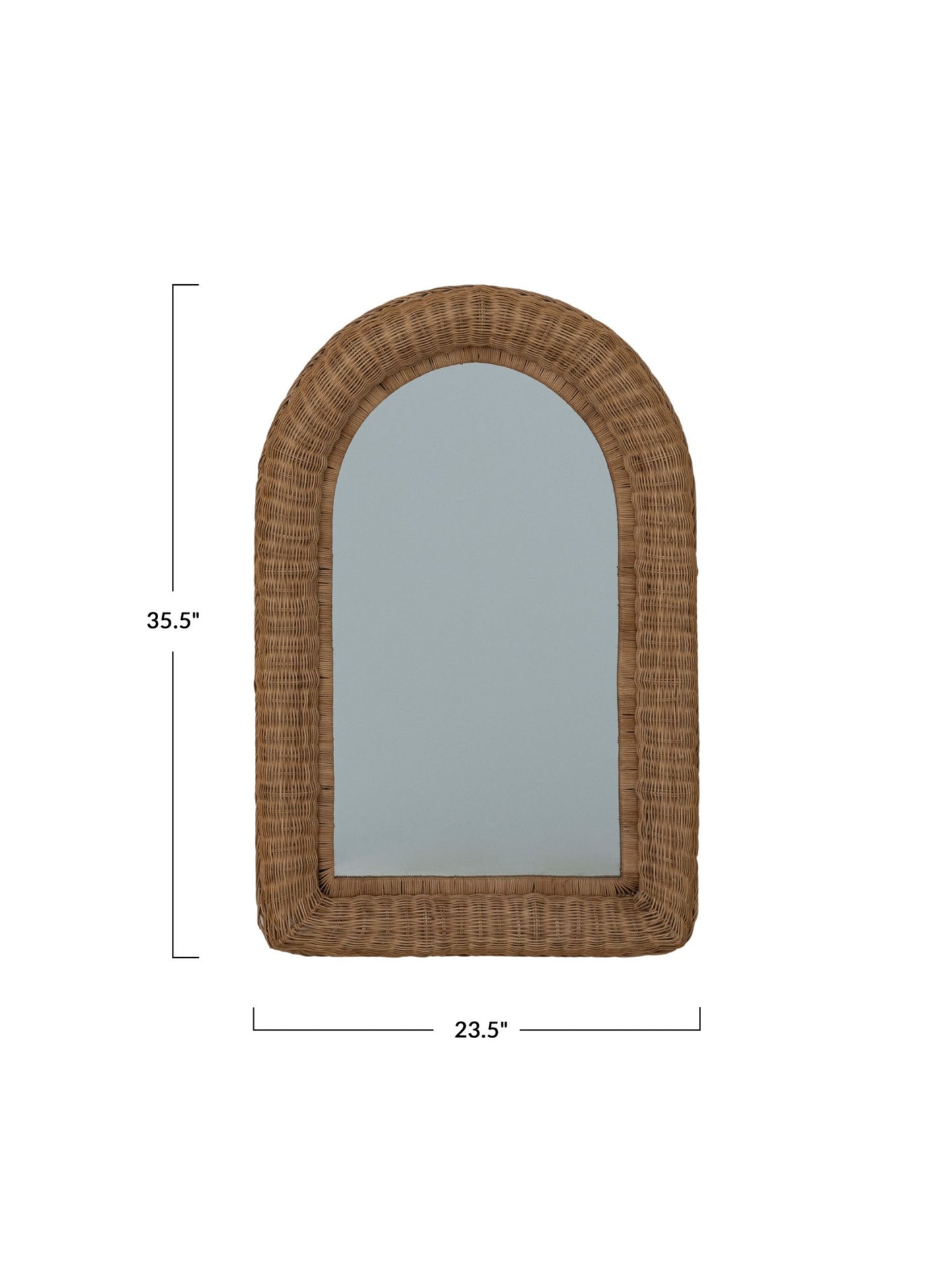 Hand-Woven Rattan Framed Arched Wall Mirror - Pick Up Only