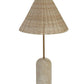 Metal & Travertine Table Lamp with Hand-Woven Shade & Inline Switch - Pick Up Only