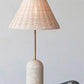Metal & Travertine Table Lamp with Hand-Woven Shade & Inline Switch - Pick Up Only
