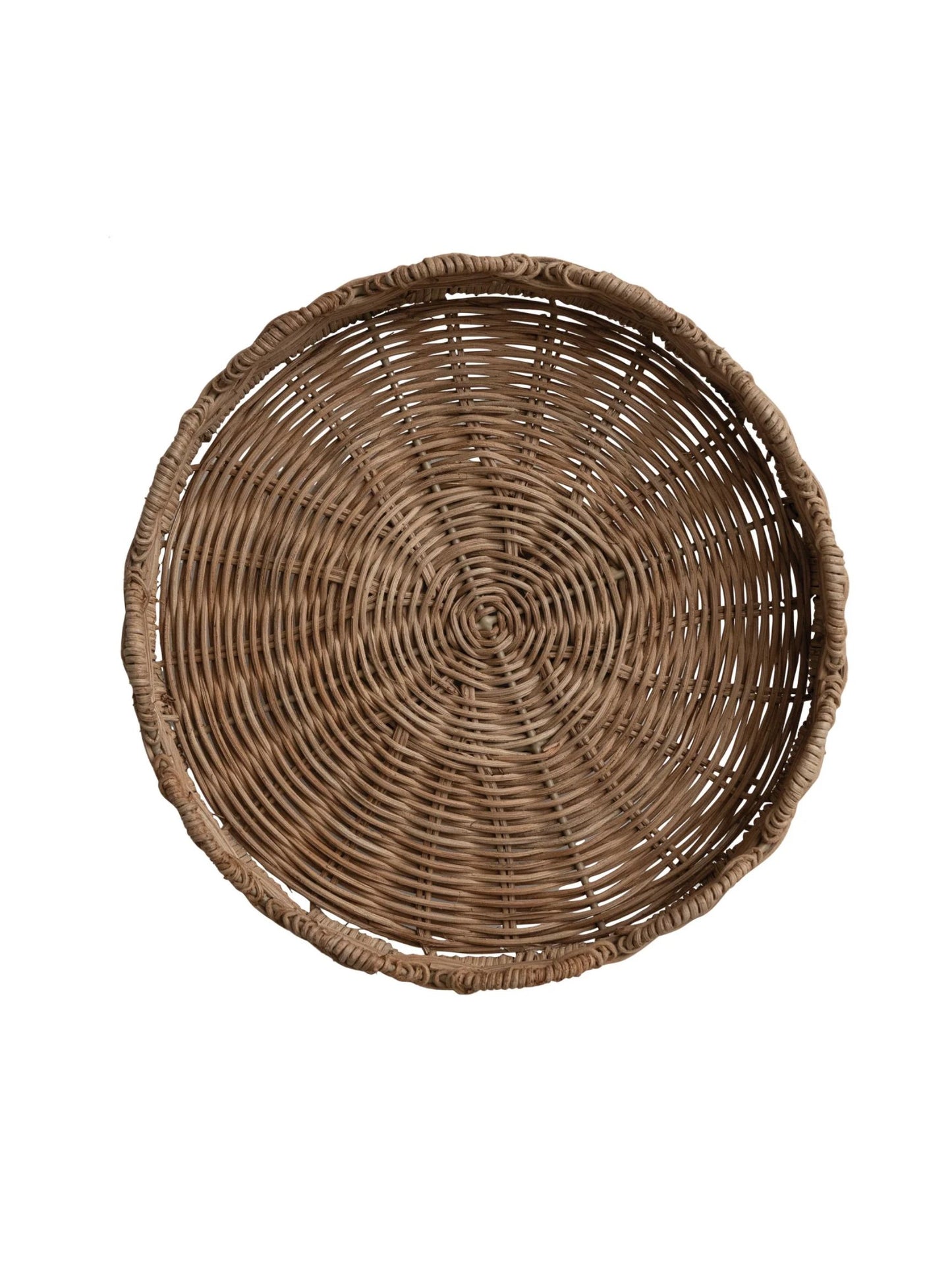 Decorative Hand-Woven Rattan Scalloped Footed Pedestal
